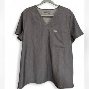 Figs Women's Gray V-Neck Short Sleeve Top
